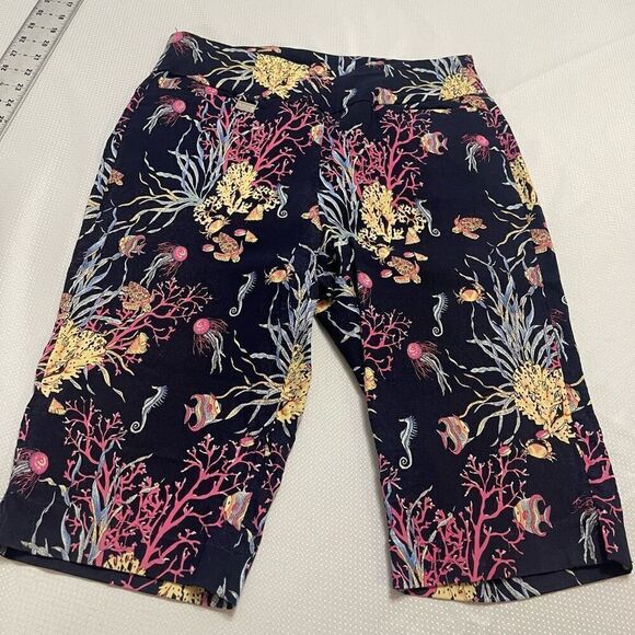 Lulu B Navy Blue Tropical Fish Capri Size 12 - Picture 1 of 8